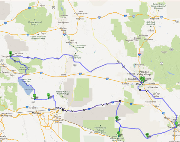 Desert Road Trip Map